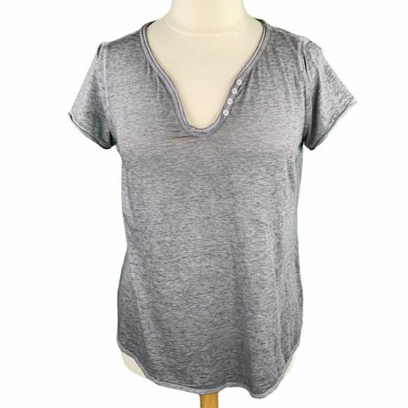 Maurices Heather Gray Scoop Neck Burnout Tee